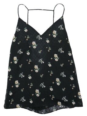 Aqua Black Floral Tank Top